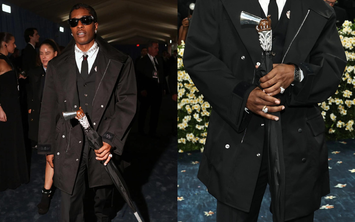 A$AP Rocky с зонтом - тростью