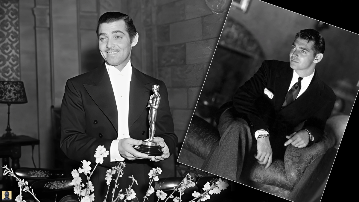 Кларк Гейбл с Оскаром и в начале кинокарьеры