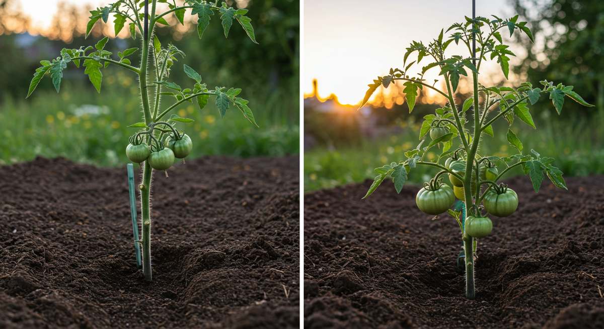 Разница в формировании плодов на незаглублённом и на заглублённом стебде томата