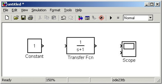 Окно модели, содержащее блоки