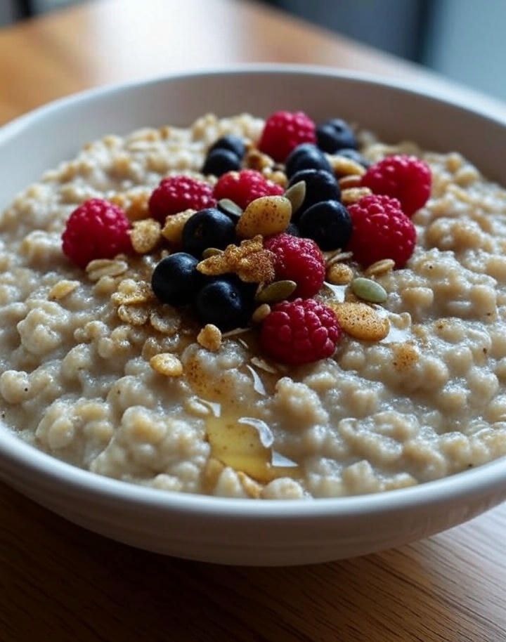 Овсянка с ягодами и орехами