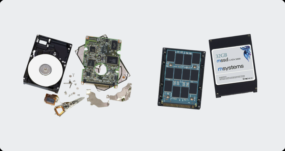 разобранный HDD, разобранный SSD