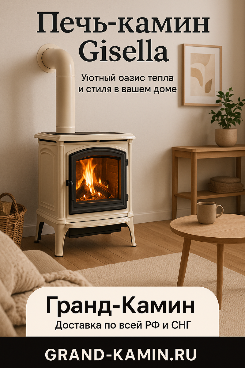    Печь-камин Gisella: создайте уютный оазис тепла и стиля в вашем доме с гарантией эффективности и красоты Kamin