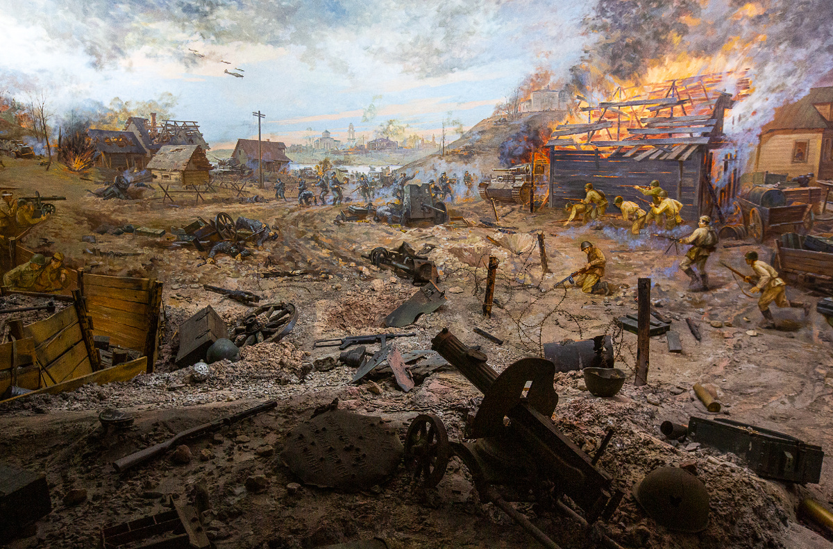 Диорама "Бой за Ржев 24 сентября 1942 года". Фрагмент. Ржевский краеведческий музей. Ржев, Тверская область. Фото автора статьи 