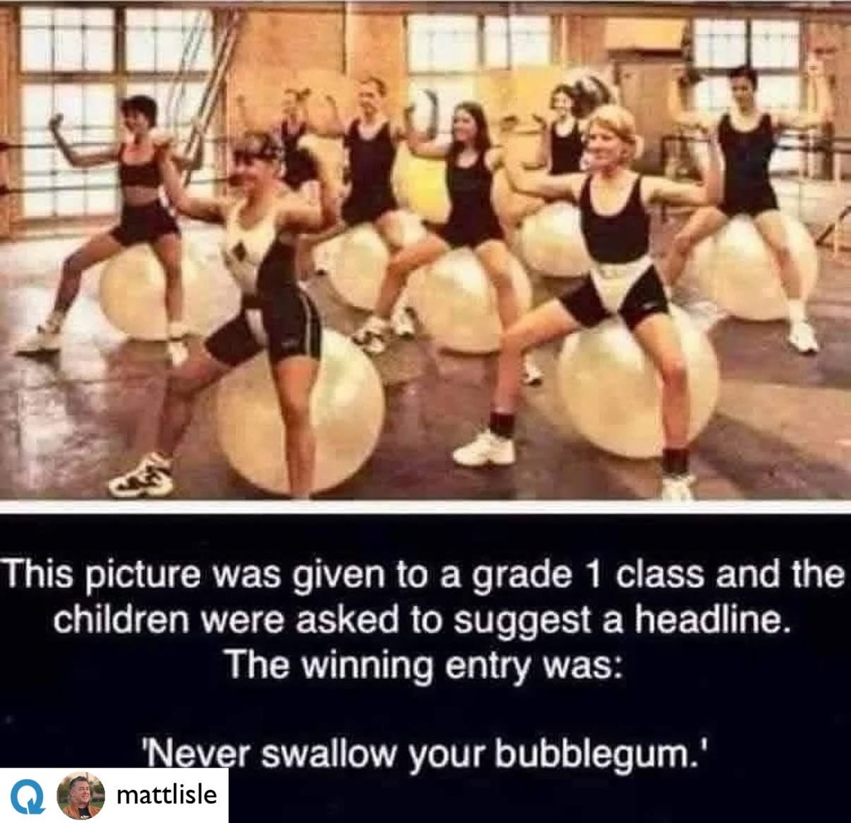 Эту фотографию показали детям первого класса и попросили придумать заголовок. Победил такой вариант: «Никогда не глотай жвачку». Картинка из открытого источника. 