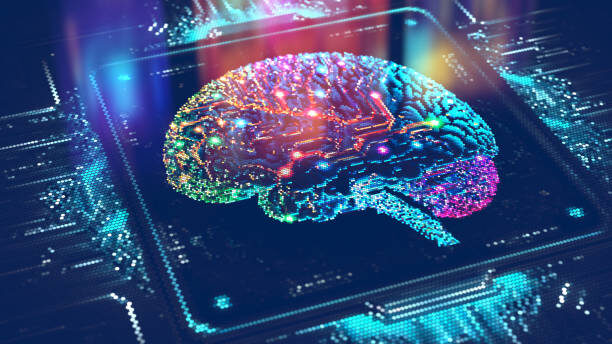    Digital background depicting innovative technologies in (AI) artificial systems, neural interfaces and internet machine learning technologies