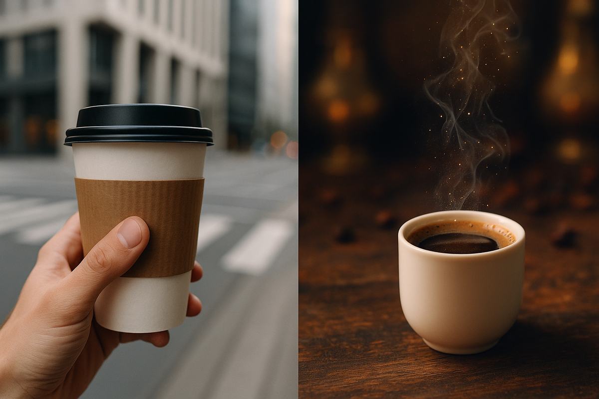 Сегодня кофе всё чаще пьётся на бегу, становясь частью рутины. Но он еще остаётся символом щедрости, уважения и неспешного общения. А вы что выбираете?