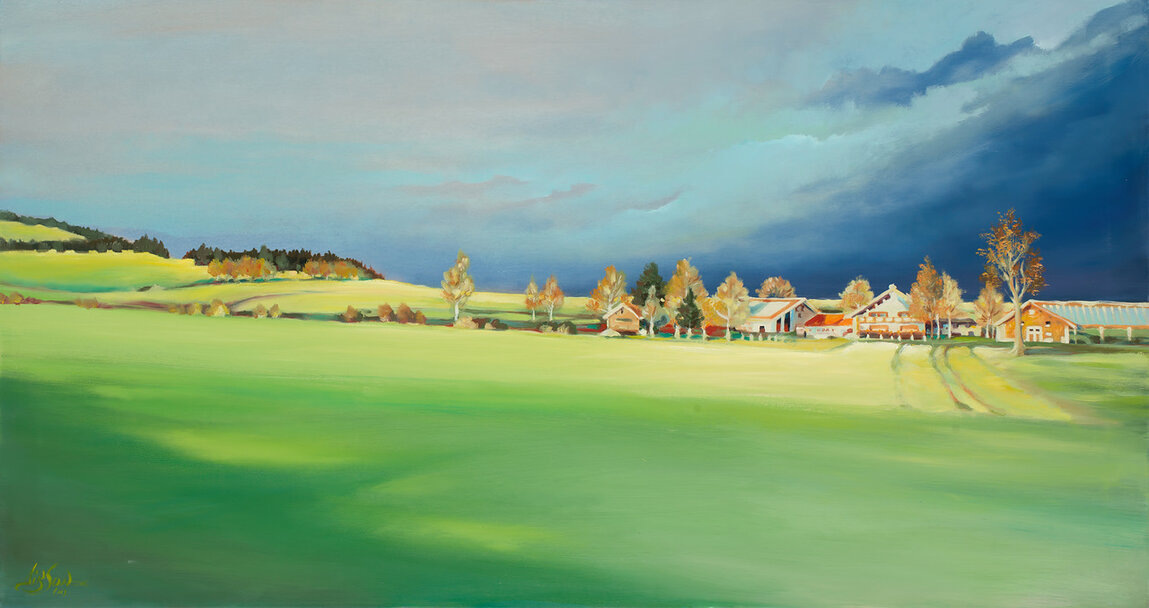 "Между гор. Тучи уходят", Дмитрий Dikson Остапчук, 2016. Одна из картин, представленных на выставке