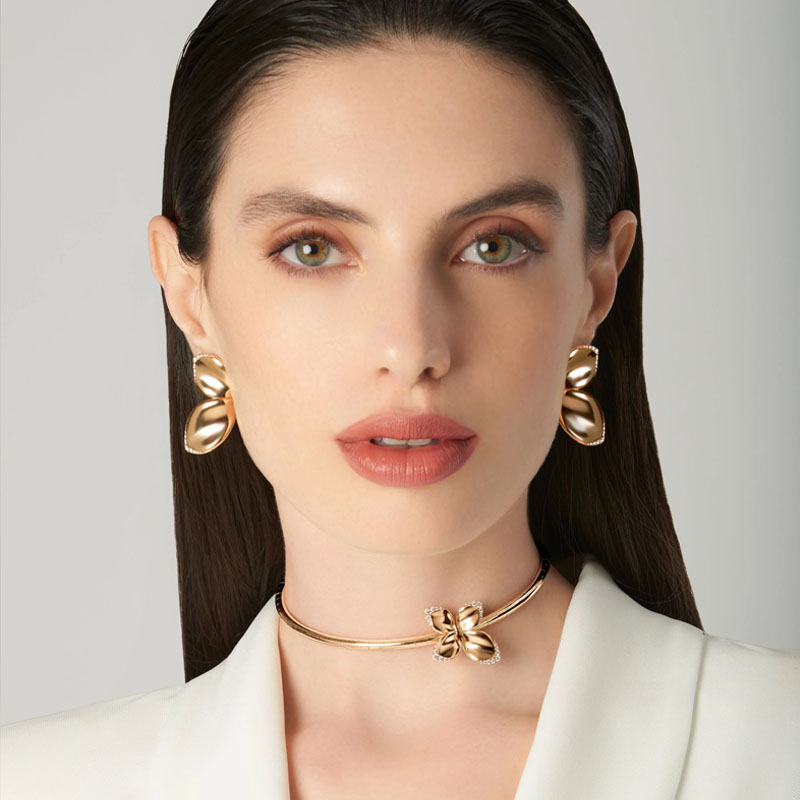 Серьги и колье Pasquale Bruni Giardini Segreti из розового золота с бриллиантами