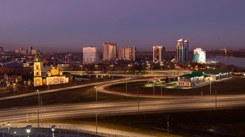     Вид на Барнаул ночью, Нагорный парк. Дмитрий Лямзин.