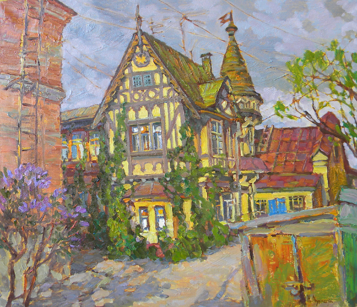 Николай Лукашук "Дом с фахверками" 2016 холст, масло 70х60