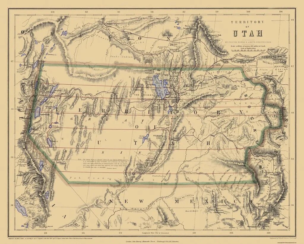 Карта территории Юты, необузданной и "мормонской".