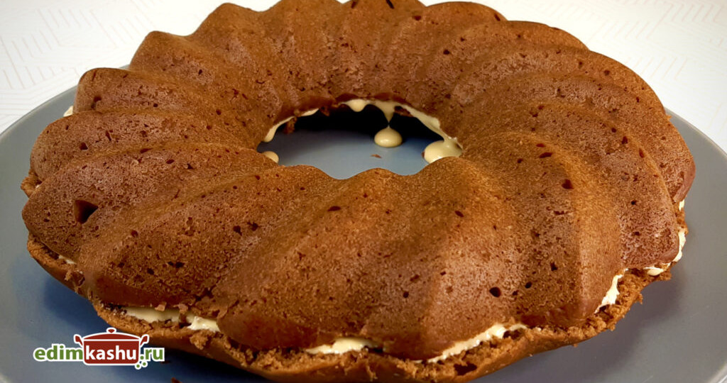 Шоколадный бисквит на кефире для торта. Без яиц