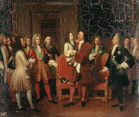 Л. Эрсан. Пётр I в гостях у малолетнего Людовика XV. wikipedia.org.