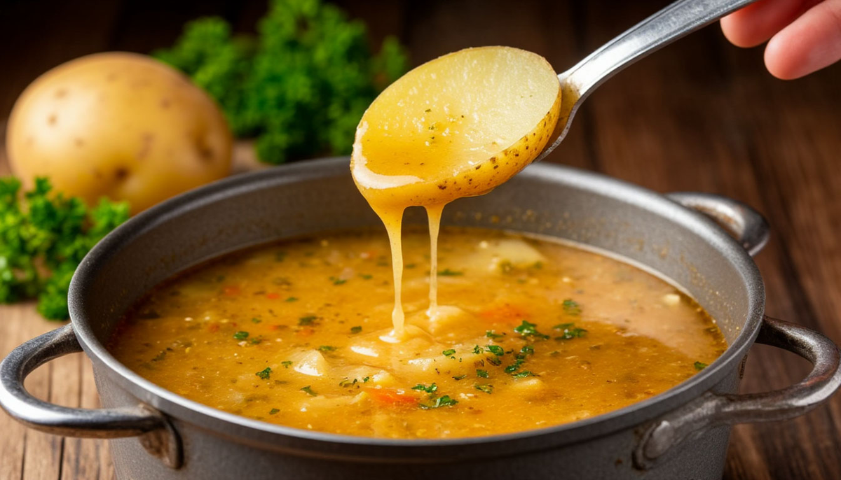 Очистите сырую картофелину, разрежьте на 4 части и бросьте в кастрюлю