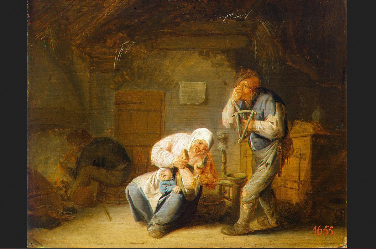 Адриан ван Остаде. Обоняние. Из серии «Пять чувств». 1635. 