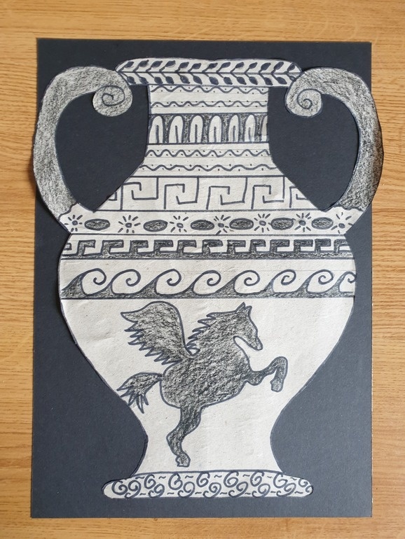 Это чёрнофигурная авторская вазопись) работа дочки, 2020 г.