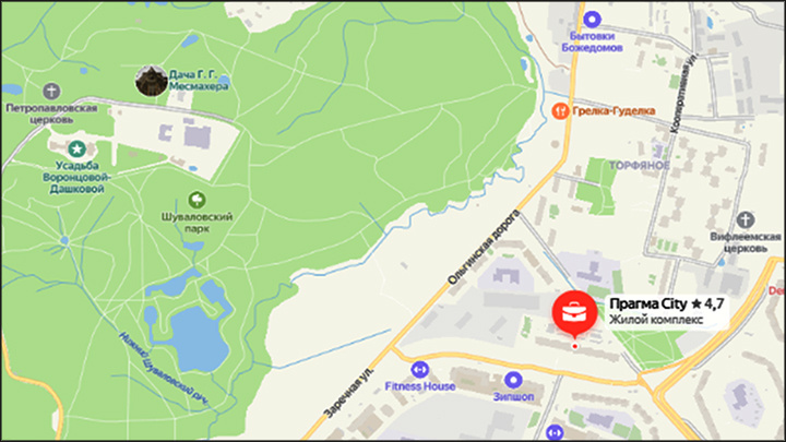    Мигрантские анклавы формируются уже и в исторических местах Санкт-Петербурга, вблизи Шуваловского парка // Скриншот с сайта сервиса "Яндекс. Карты"