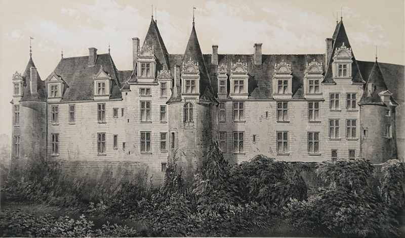 Замок Шатобриан: рисунок художника Виктора Пти, 1871 год. Уже в то время история замка Шатобриан была древней и овеянной легендами. Говорят, что 16 октября по залам замка каждый год бродит призрак.