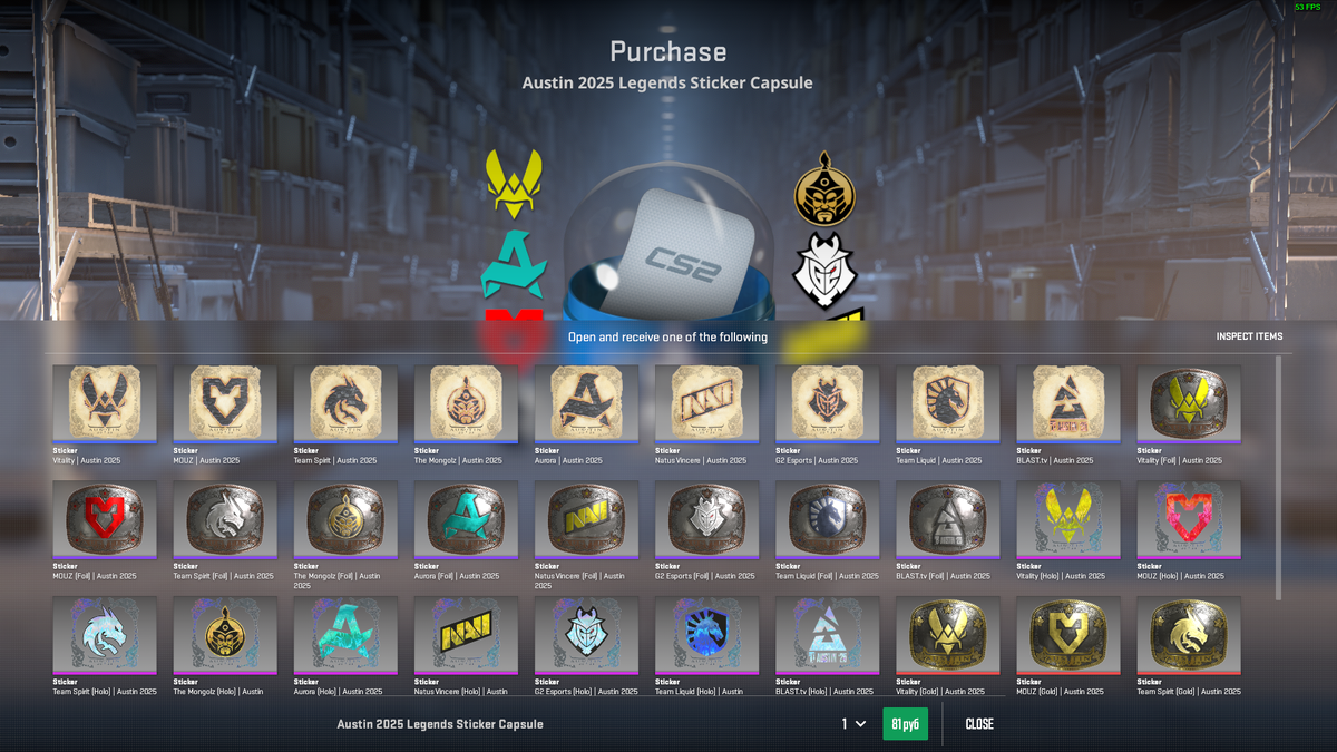 Austin 2025 Legends Sticker Capsule