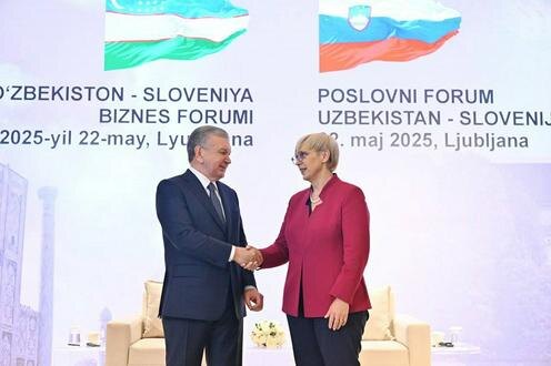 Шавкат Мирзиёев и Наташа Пирц Мусар. Фото пресс-службы президента Узбекистана