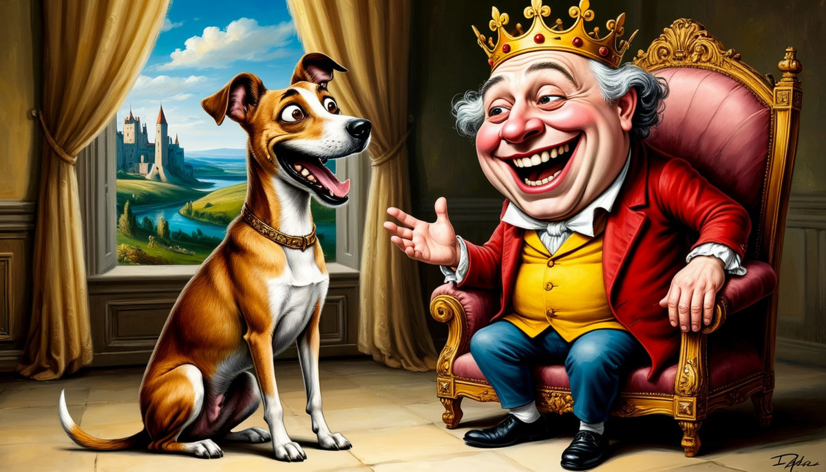 И тут собака, глядя на царя такими жалостливыми и просящими глазами.