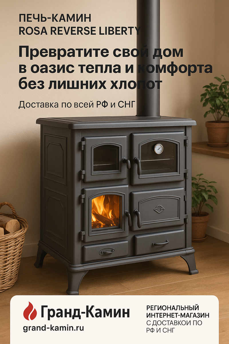    Печь-камин Rosa Reverse Liberty: превратите свой дом в оазис тепла и комфорта без лишних хлопот Kamin