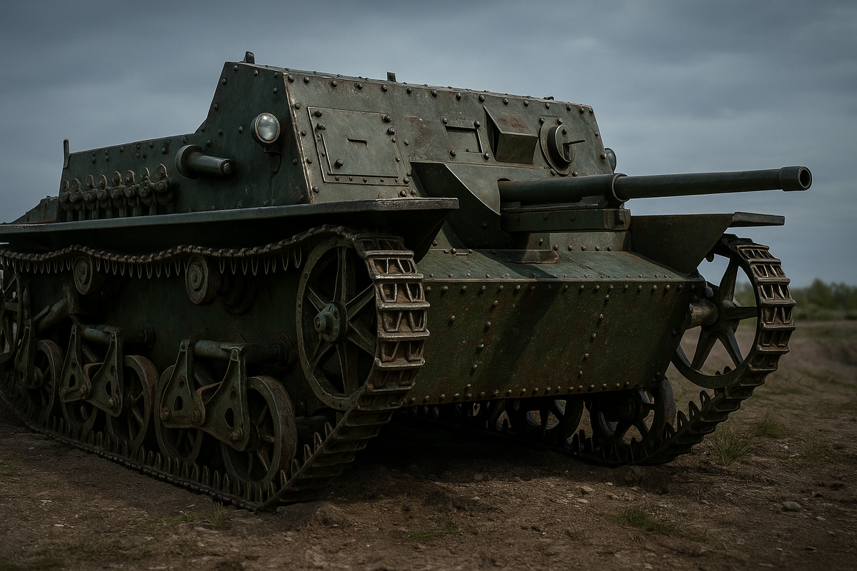 САУ СУ-45 собственной персоной. Изображение доработано нейросетью.