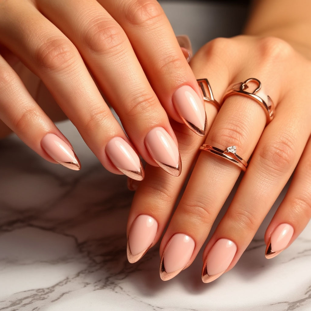 Классический дуэт: нюд и розовое золото