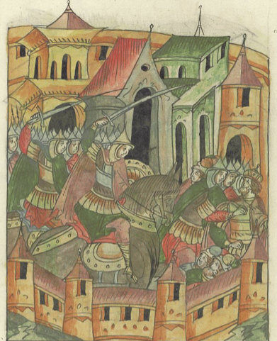 Разорение Москвы монголами. Картинка из летописи XVI века. Изображение не нарушает правил платформы (Взято из открытых интернет-источников: ru.wikipedia.org)