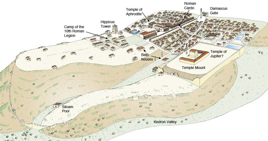Карта перестроенного Иерусалима (вернее Элии Капитолины). Изображение не нарушает правил платформы (Взято из открытых интернет-источников: fi.pinterest.com)