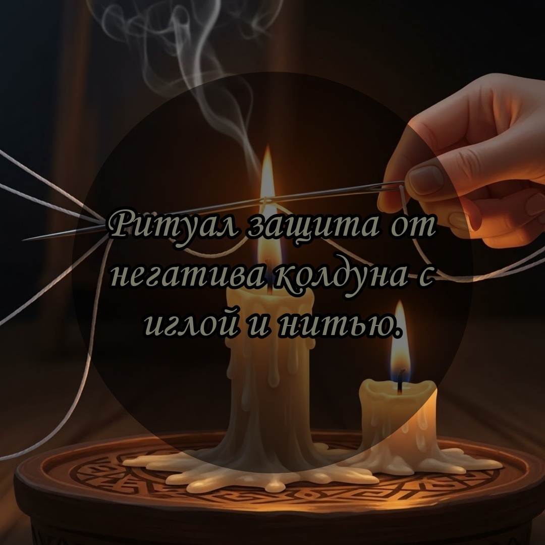 Ритуал защита от негатива колдуна с иглой и нитью.