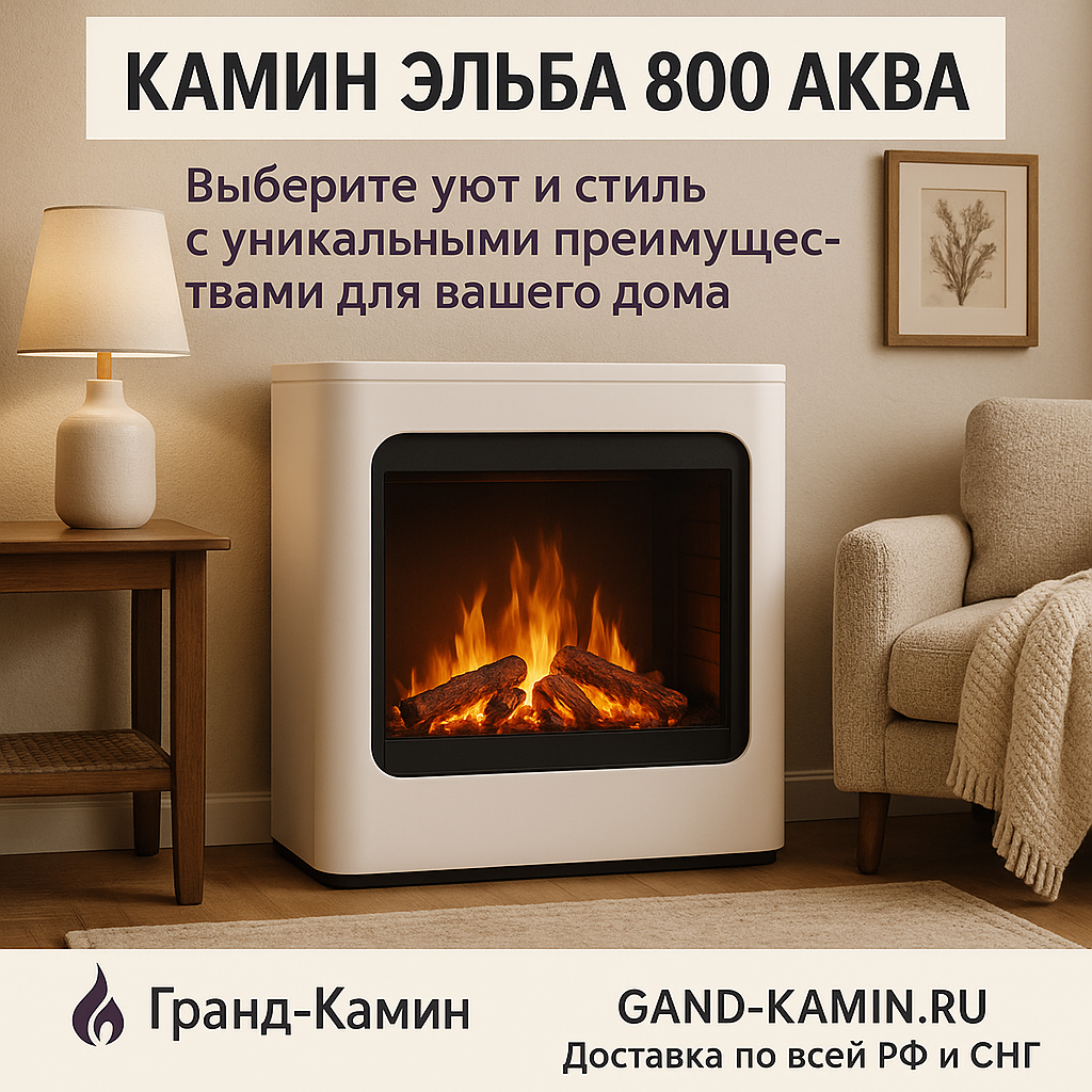    Камин Эльба 800 АКВА Ш: выберите уют и стиль с уникальными преимуществами для вашего дома Kamin