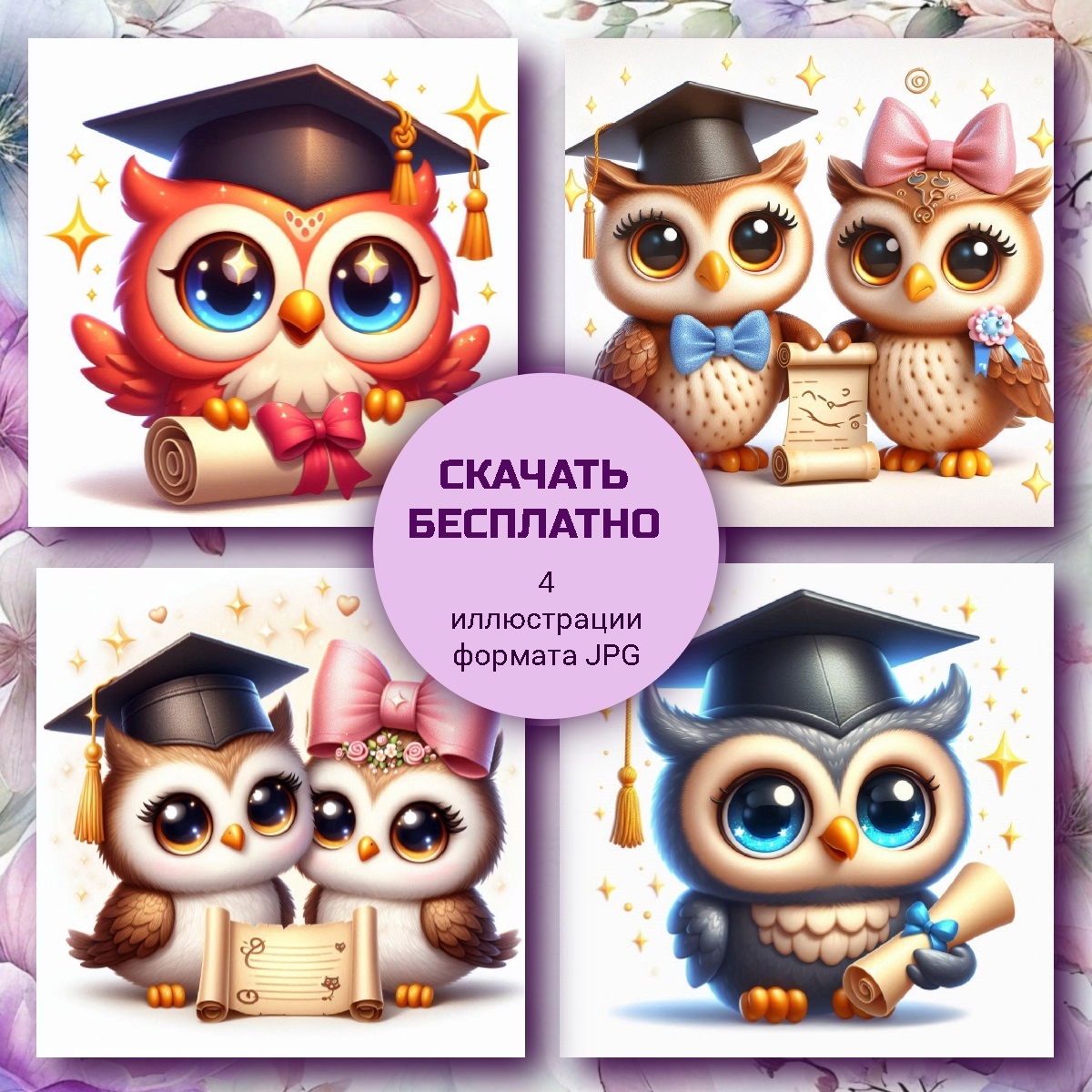 клипарт - совы выпускники