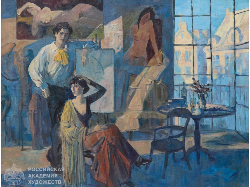 Фрагмент выставки «Линия горизонта» в зале «Яблоко» МВК РАХ Галереи искусств Зураба Церетели (Москва, Пречистенка, 19). Фото: Виктор Берёзкин, пресс-служба РАХ. 2025.