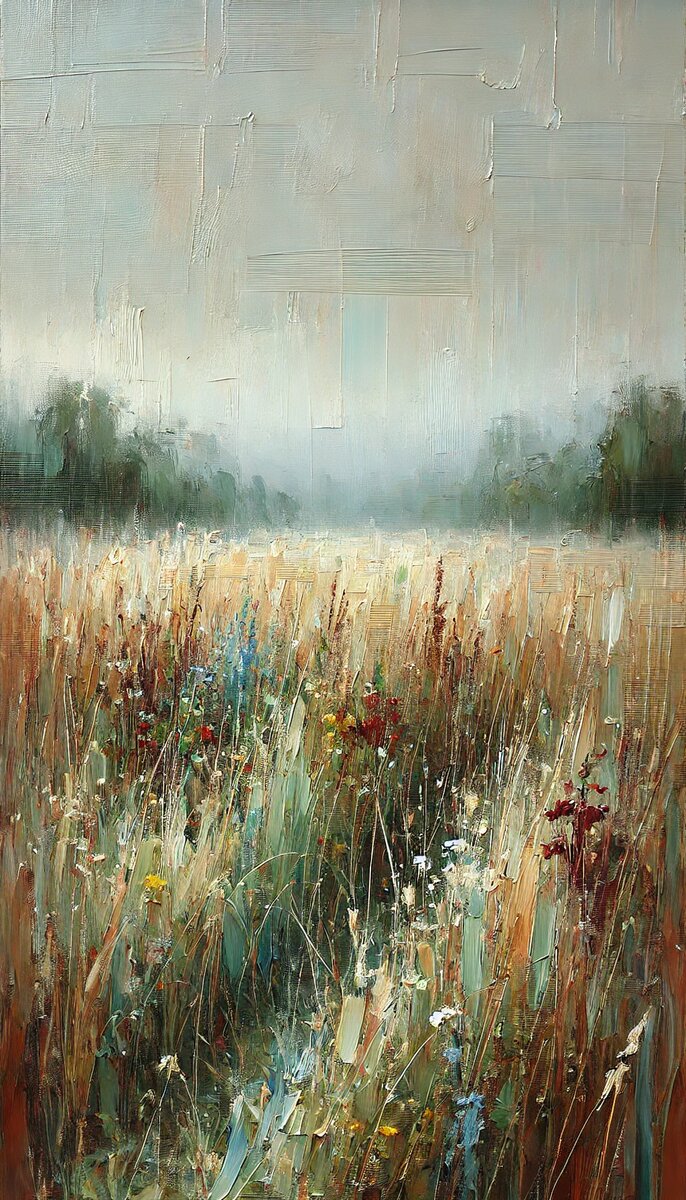 Травы и цветы в устреннем тумане