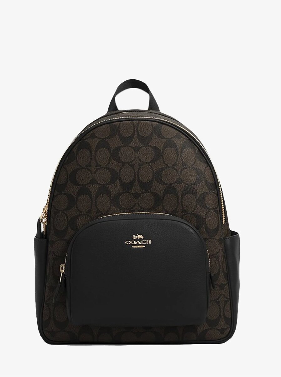 Рюкзак Coach Court Backpack In Signature Canvas – Brown/Black (тёмно-коричневый)