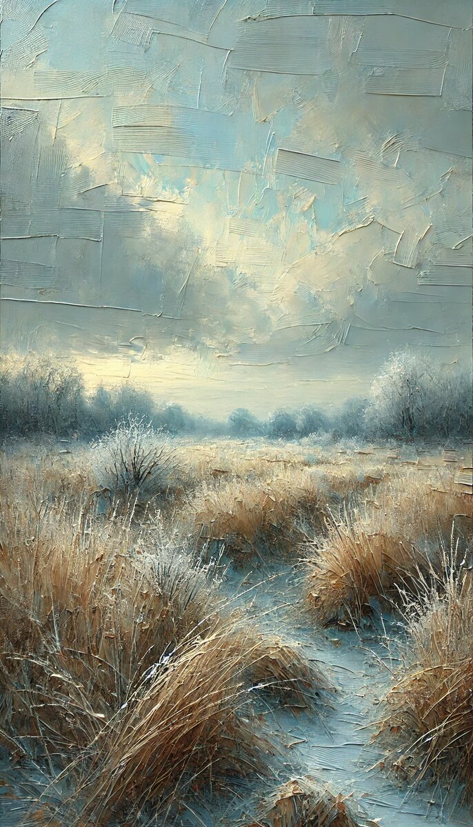 Сухая трава морозным утром