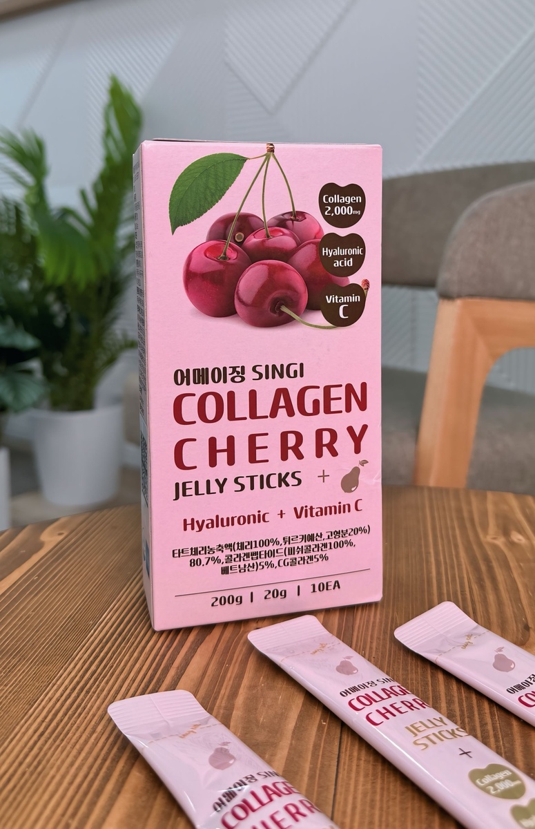 Коллаген в стиках со вкусом вишни от корейского бренда SINGI.