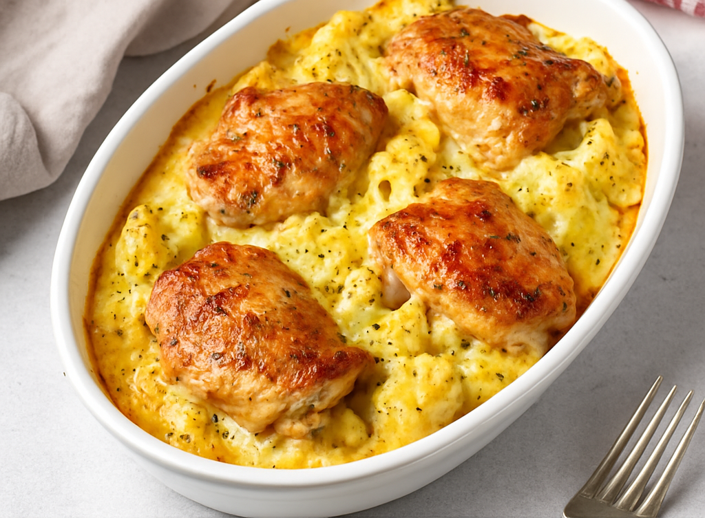 Запечённые куриные бёдра с цветной капустой и сыром — идеальный кето-ужин, который хочется готовить снова и снова. Сытно, просто и очень вкусно!