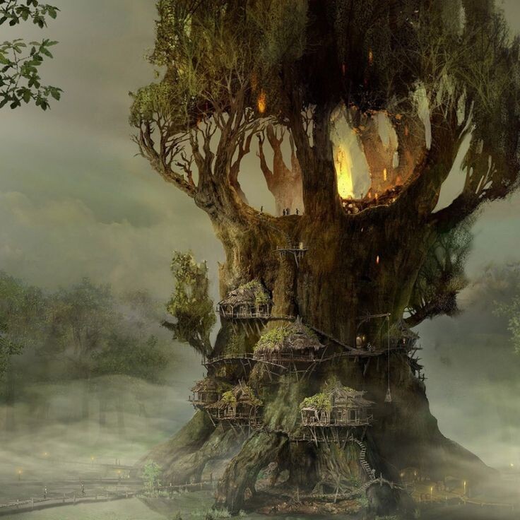 Немного похоже, но в моем случае более упорядоченно было и помещения прямо внутри дерва