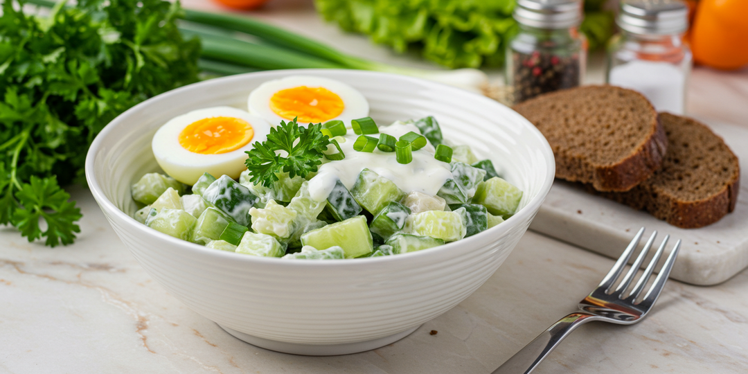 Как приготовить салат из огурцов и яиц