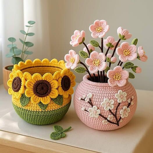 Кашпо крючком (идеи + схемы)