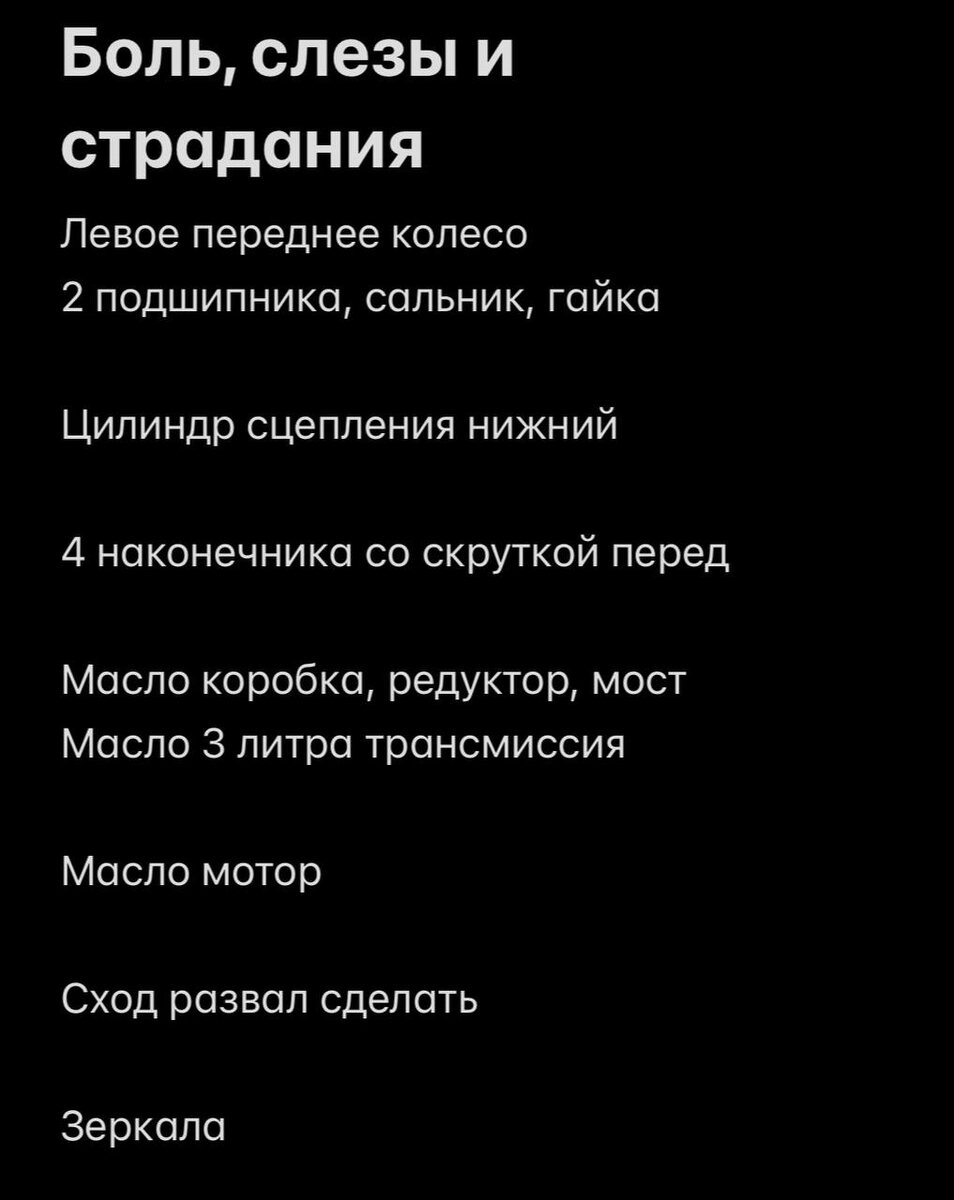 Список того, что планировала сделать до поездки