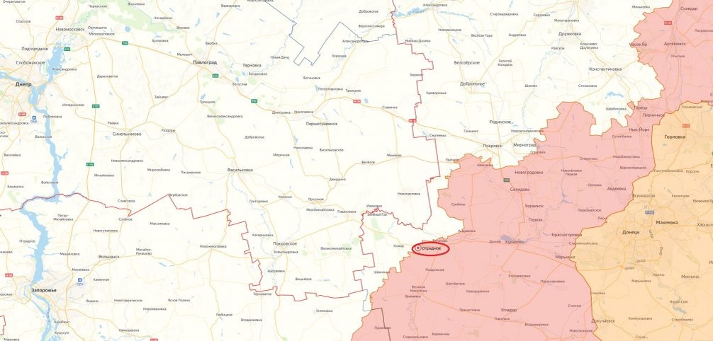    Карта СВО, взятие Отрадного.