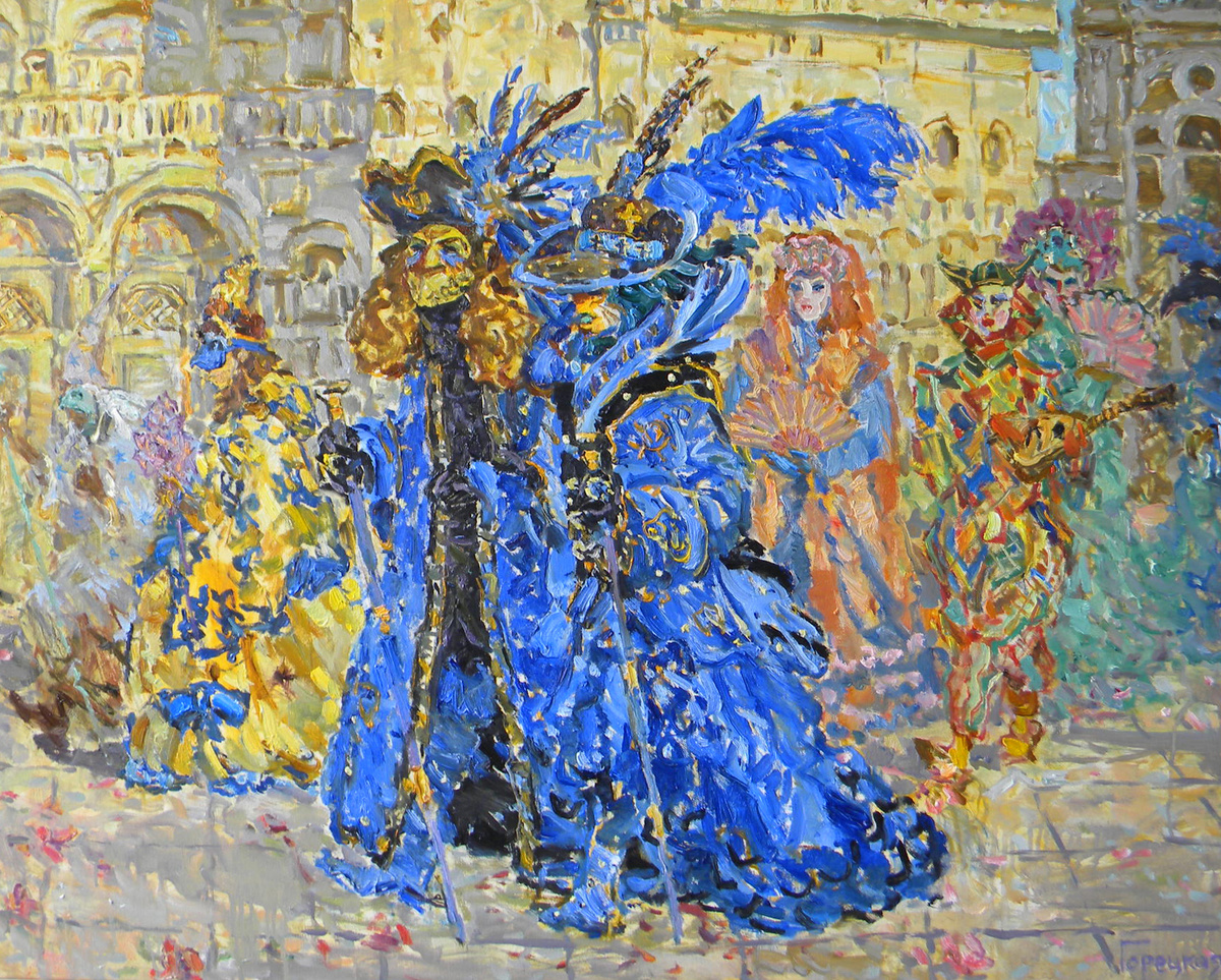 Полина Горецкая "Венецианский карнавал" 2023 холст, масло 80х100