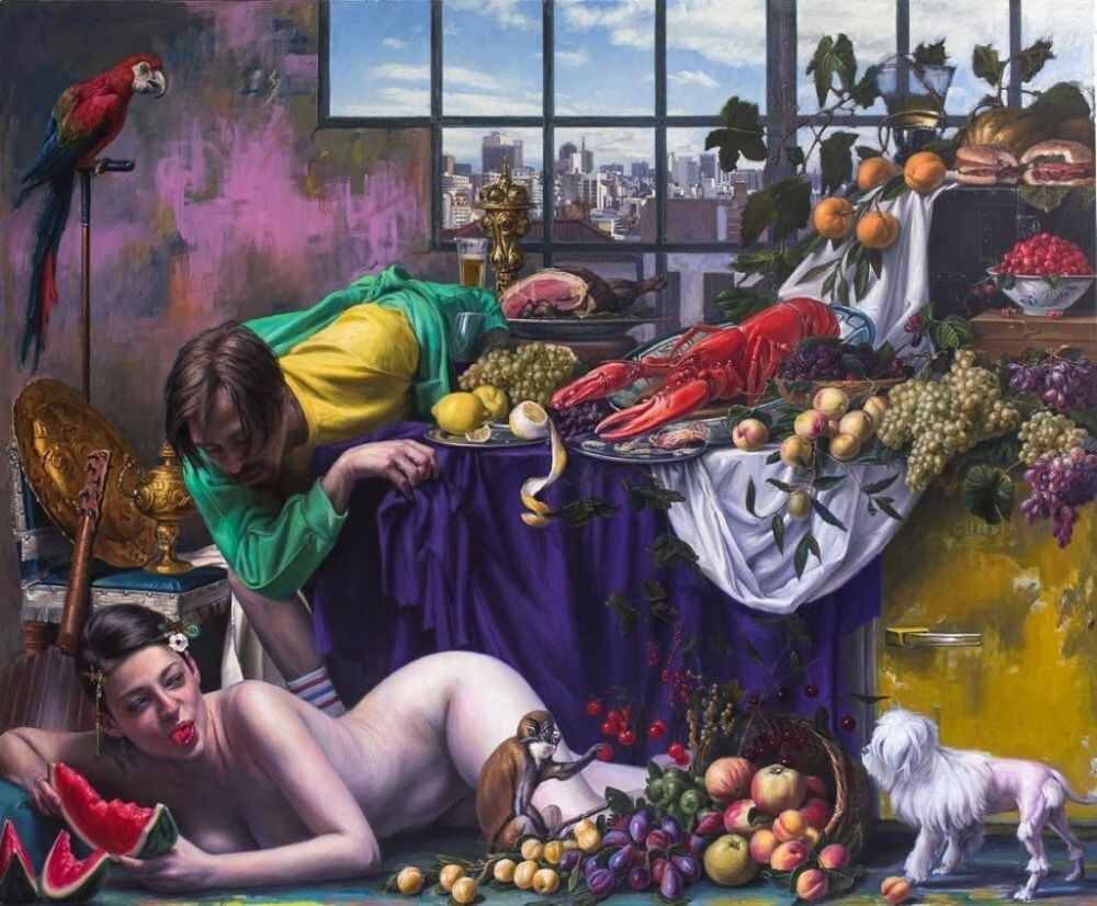 КАРТИНА ХУДОЖНИКА МАРИО ПАВЕСЫ / Mario Pavez / *1974 /  Чили / Испания / ВОСХИТИТЕЛЬНЫ ВАН УТРЕХТ / Холст, масло, 2022 год