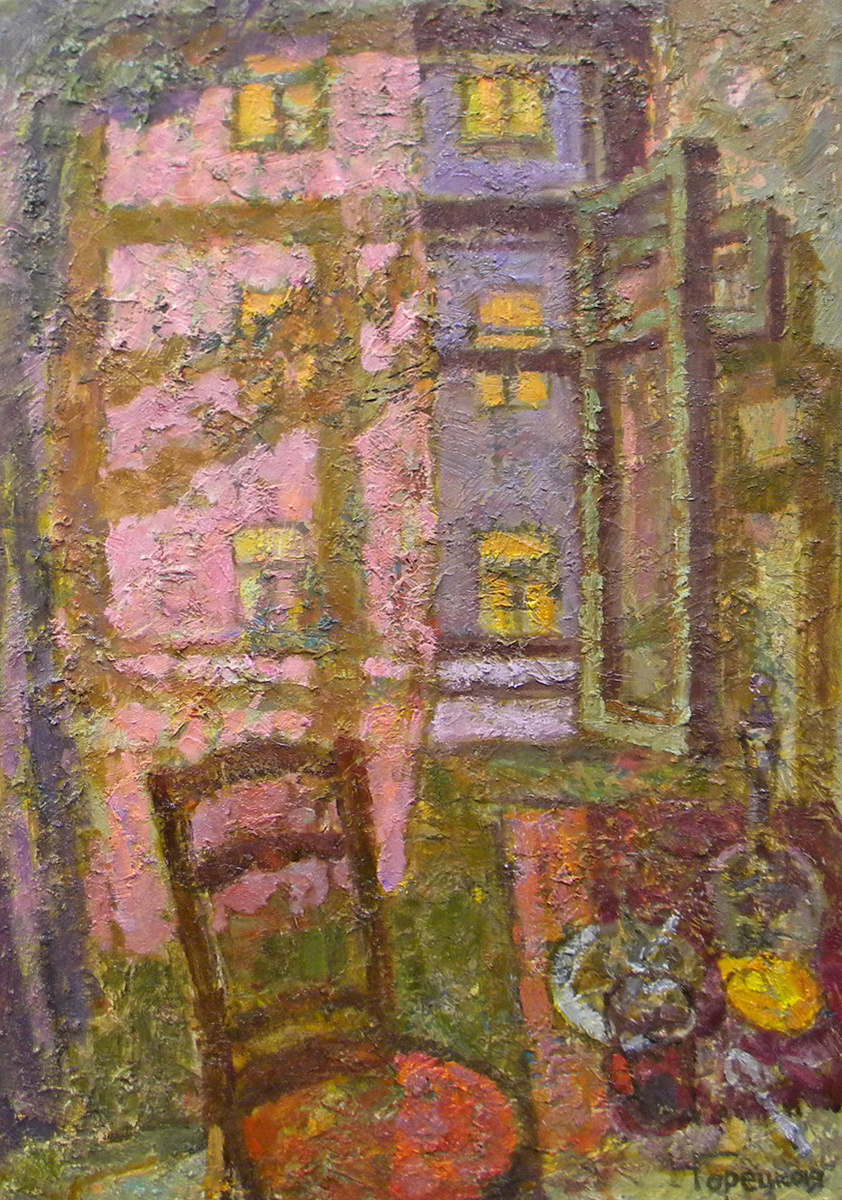 Полина Горецкая "Бессонница" 2023 картон, масло 100х70 