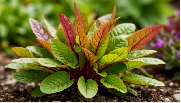 Овечий щавель отличается от конского красным стеблем и красными прожилками