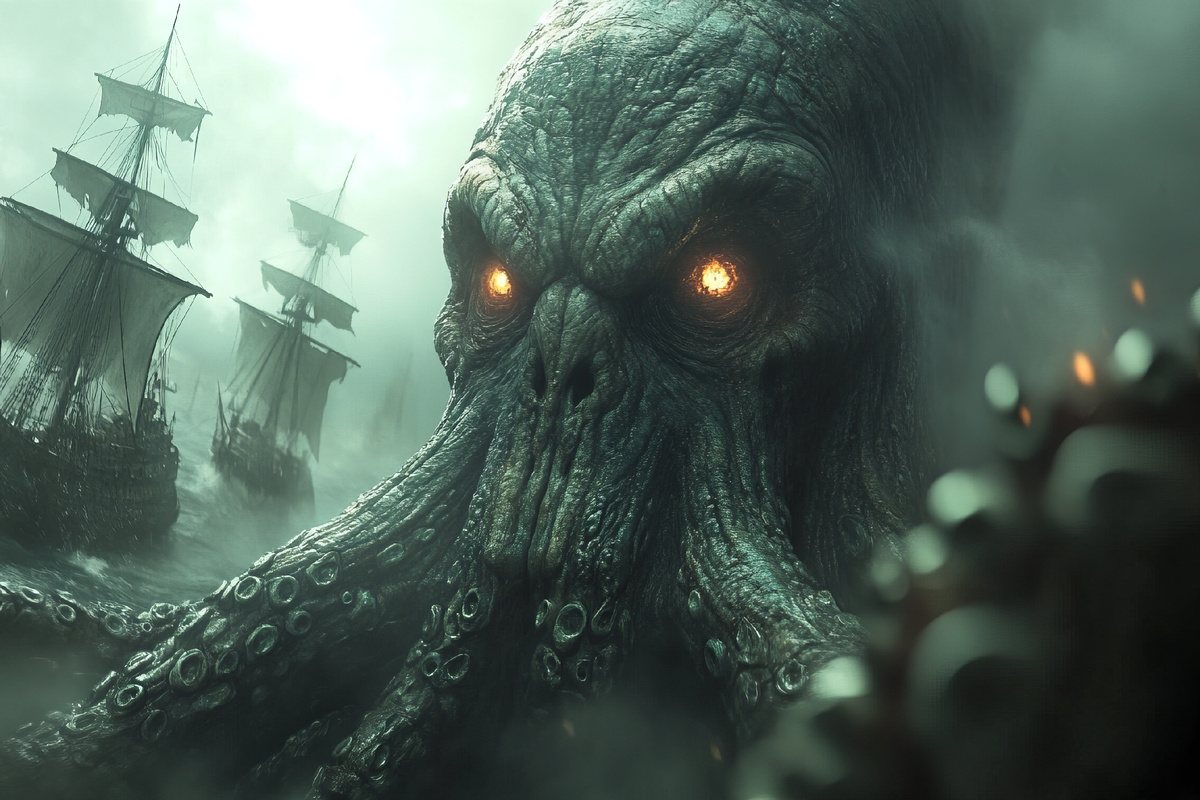 Кракена описывали как огромного головоногого моллюска, похожего на гигантского осьминога или кальмара.